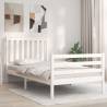 White Wooden Bed Frame with Headboard 100x200 cm | HipoMarket