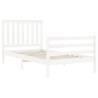 White Wooden Bed Frame with Headboard 100x200 cm | HipoMarket