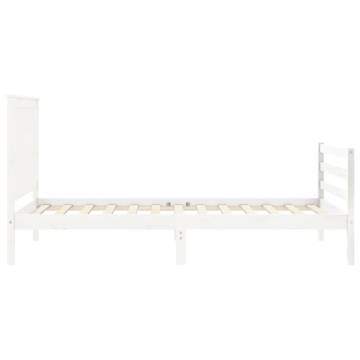 White Wooden Bed Frame with Headboard 100x200 cm | HipoMarket