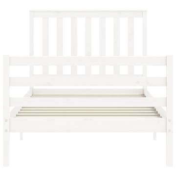 White Wooden Bed Frame with Headboard 100x200 cm | HipoMarket