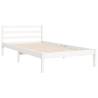 White Wooden Bed Frame with Headboard 100x200 cm | HipoMarket