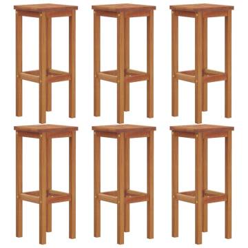 Bar Stools 6 pcs Solid Wood Acacia - Rustic Design & Comfort