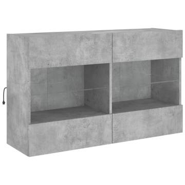 Stylish TV Wall Cabinet with LED Lights - Concrete Grey