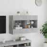 Stylish TV Wall Cabinet with LED Lights - Concrete Grey