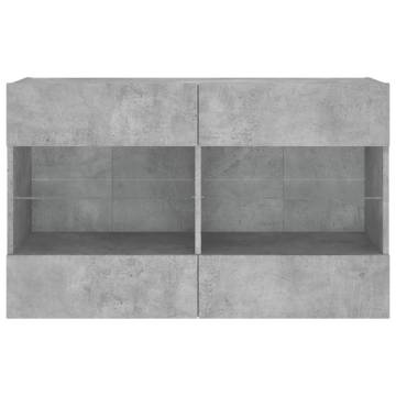 Stylish TV Wall Cabinet with LED Lights - Concrete Grey