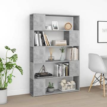 Book Cabinet Room Divider - Concrete Grey 100x24x155 cm