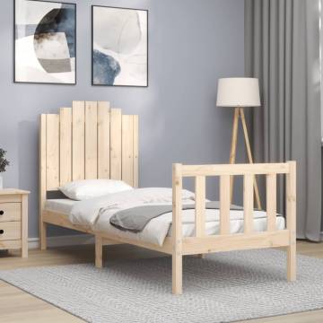 Small Single Solid Wood Bed Frame with Headboard | HiPO Market