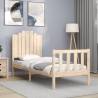 Bed Frame with Headboard Small Single Solid Wood Colour natural Size 75 x 190 cm 