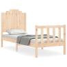 Small Single Solid Wood Bed Frame with Headboard | HiPO Market