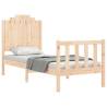 Small Single Solid Wood Bed Frame with Headboard | HiPO Market