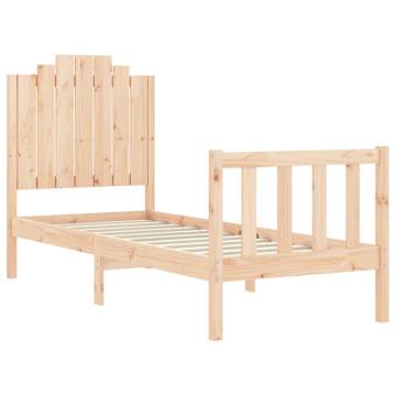 Small Single Solid Wood Bed Frame with Headboard | HiPO Market