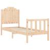 Small Single Solid Wood Bed Frame with Headboard | HiPO Market