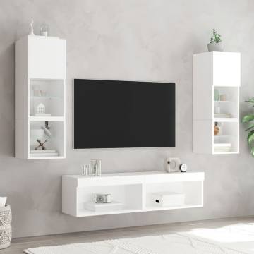 Stylish White LED TV Cabinets - 2 pcs | Hipomarket