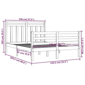 White Solid Wood Bed Frame 140x190 cm - Timeless Design