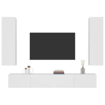 4 Piece White TV Cabinet Set - Engineered Wood | HiPo Market