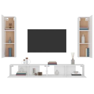 4 Piece White TV Cabinet Set - Engineered Wood | HiPo Market