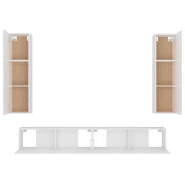 4 Piece White TV Cabinet Set - Engineered Wood | HiPo Market