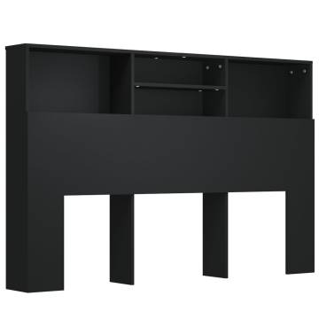 Stylish Black Headboard Cabinet - 160x19x103.5 cm | Hipo Market