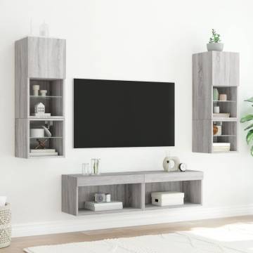 TV Cabinet with LED Lights - Grey Sonoma 60x30 cm