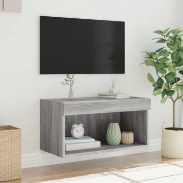 TV Cabinet with LED Lights - Grey Sonoma 60x30 cm