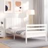 Bed Frame with Headboard White Single Solid Wood Colour white Size 90 x 190 cm 