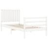 White Single Bed Frame with Headboard | Solid Pine Wood