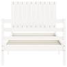 White Single Bed Frame with Headboard | Solid Pine Wood