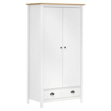 2-Door Wardrobe Hill White - Solid Pine Wood 89x50x170 cm