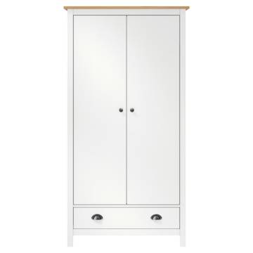 2-Door Wardrobe Hill White - Solid Pine Wood 89x50x170 cm