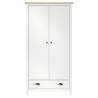 2-Door Wardrobe Hill White - Solid Pine Wood 89x50x170 cm