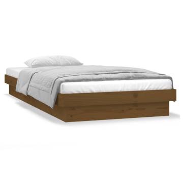 LED Bed Frame Honey Brown 75x190 cm - Solid Wood Design