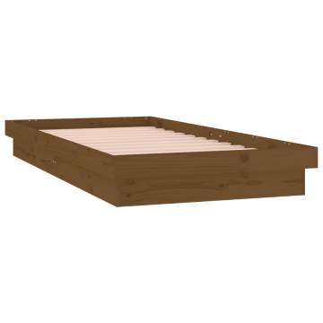 LED Bed Frame Honey Brown 75x190 cm - Solid Wood Design