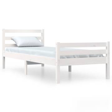 White Solid Wood Bed Frame 100x200 cm - Modern & Sturdy