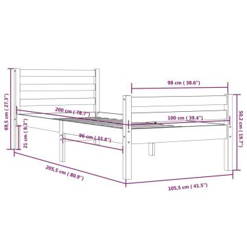 White Solid Wood Bed Frame 100x200 cm - Modern & Sturdy