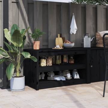 Outdoor Kitchen Cabinet Black - Solid Pine Wood 106x55x64 cm