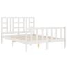 White Double Bed Frame with Headboard - Solid Pine Wood