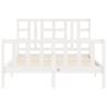 White Double Bed Frame with Headboard - Solid Pine Wood