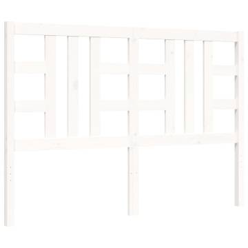 White Double Bed Frame with Headboard - Solid Pine Wood