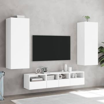 Stylish White TV Wall Cabinet - Space-Saving Solution