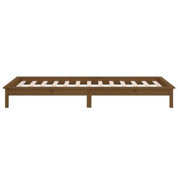 LED Bed Frame Honey Brown 75x190cm - Solid Wood & RGB Lights