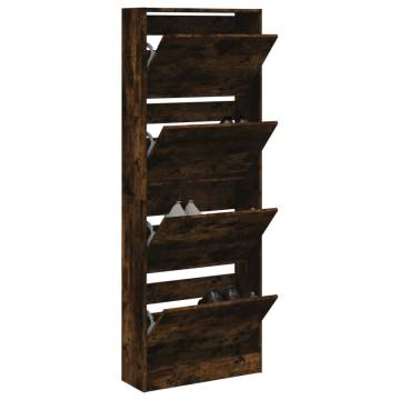 Shoe Cabinet Smoked Oak - Compact & Stylish Storage Solution