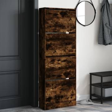 Shoe Cabinet Smoked Oak - Compact & Stylish Storage Solution