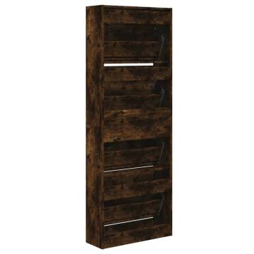 Shoe Cabinet Smoked Oak - Compact & Stylish Storage Solution