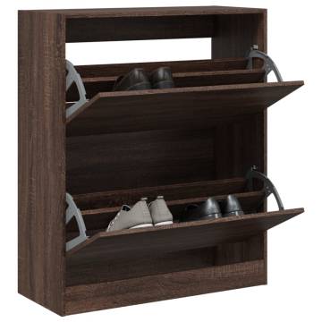 Brown Oak Shoe Cabinet - Stylish & Space-Saving Design