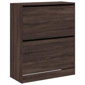 Brown Oak Shoe Cabinet - Stylish & Space-Saving Design