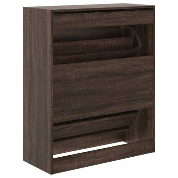 Brown Oak Shoe Cabinet - Stylish & Space-Saving Design