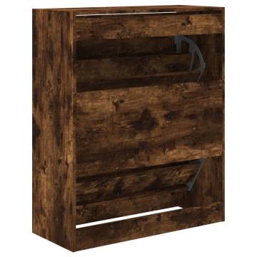 Shoe Cabinet Smoked Oak - Compact & Stylish Storage Solution