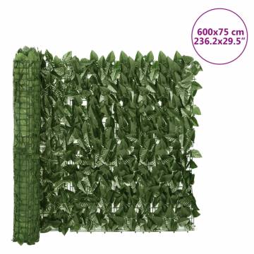 Balcony Privacy Screen - Dark Green Leaves 600x75 cm