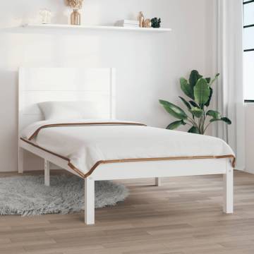 White Solid Wood Bed Frame - 2FT6 Small Single 75x190 cm