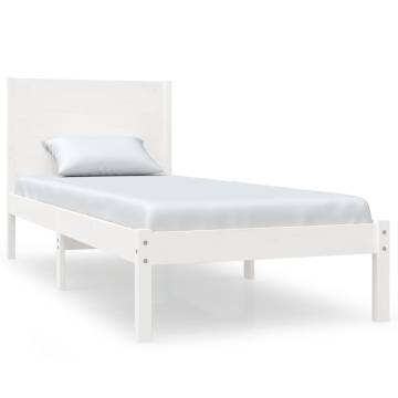 White Solid Wood Bed Frame - 2FT6 Small Single 75x190 cm